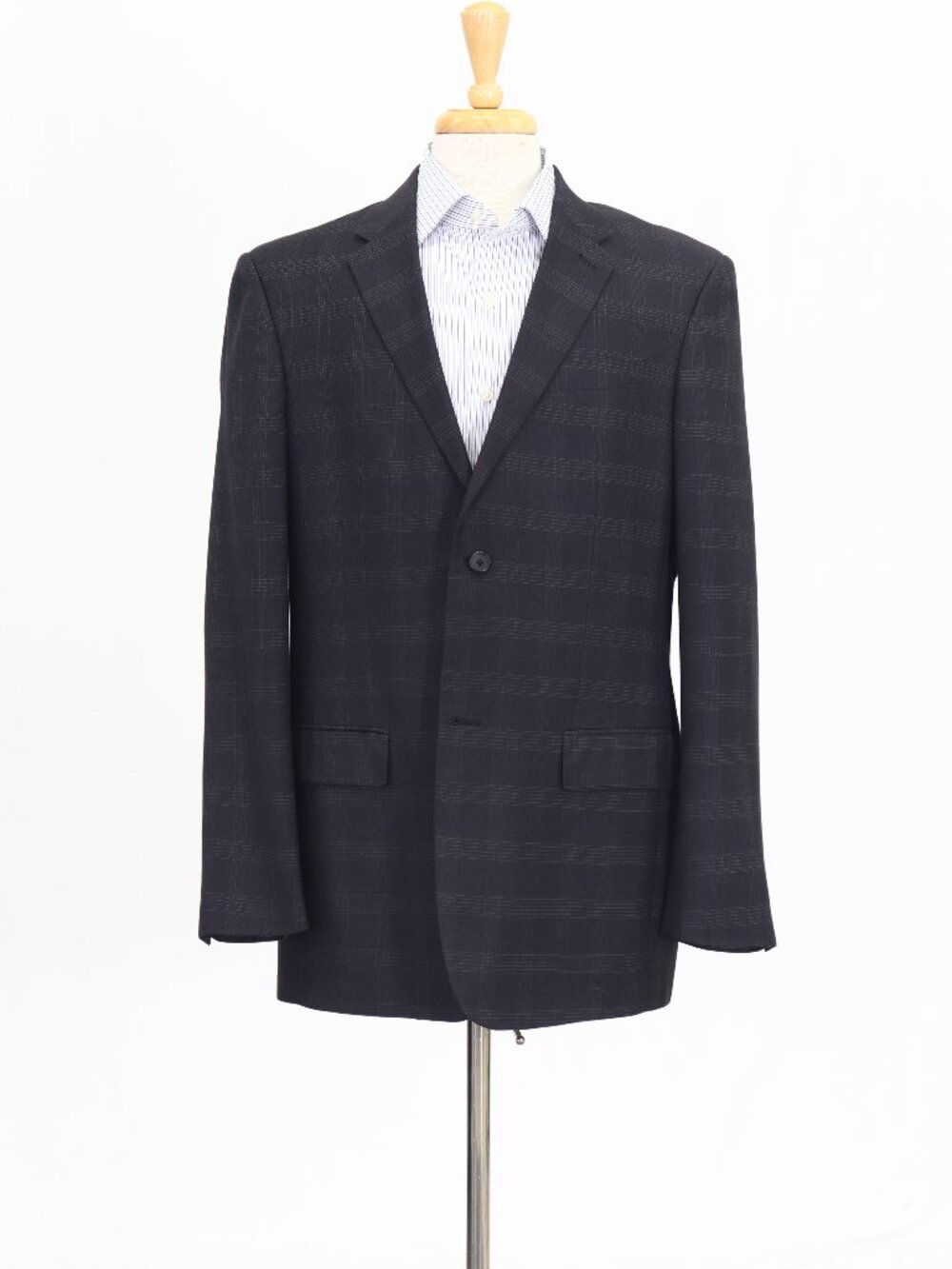Perry Ellis 44R Gray Blazer Sport Coat Jacket 2-Button Check W876